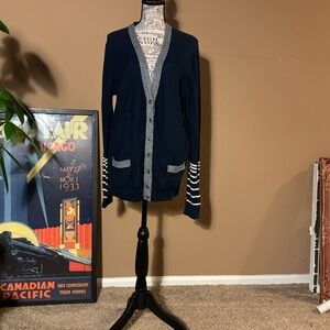 Land’s End Navy Knit Cardigan Sweater